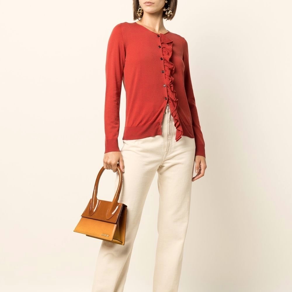 Louis Vuitton Ruffled Rust Button Down Cardigan - image 1